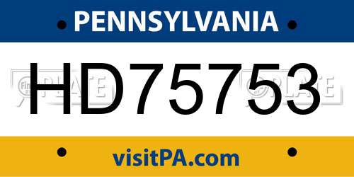 HD75753 Pennsylvania License Plate