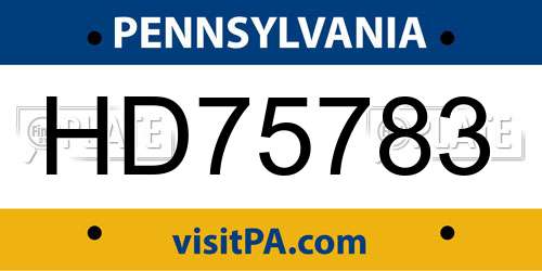 HD75783 Pennsylvania License Plate