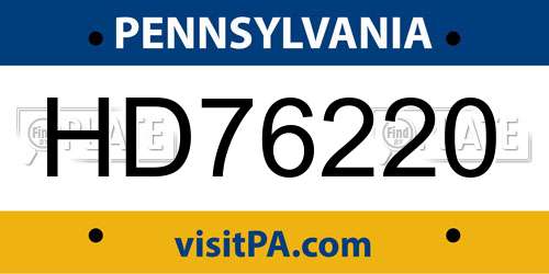 HD76220 Pennsylvania License Plate