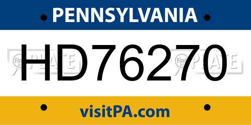HD76270 Pennsylvania License Plate