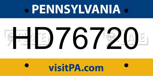 HD76720 Pennsylvania License Plate