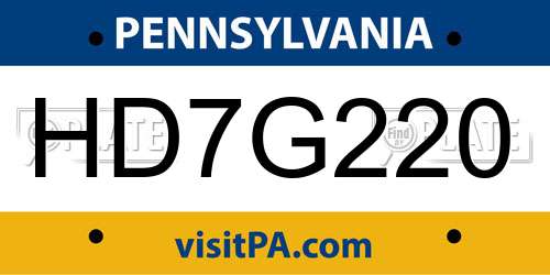 HD7G220 Pennsylvania License Plate