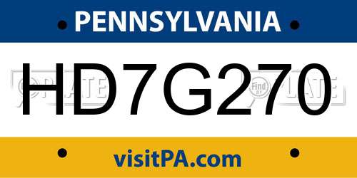 HD7G270 Pennsylvania License Plate