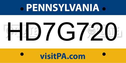 HD7G720 Pennsylvania License Plate