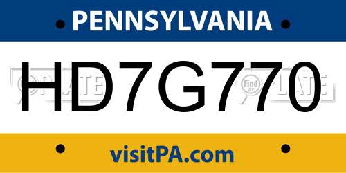 HD7G770 Pennsylvania License Plate