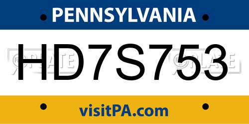 HD7S753 Pennsylvania License Plate