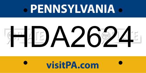 HDA2624 Pennsylvania License Plate