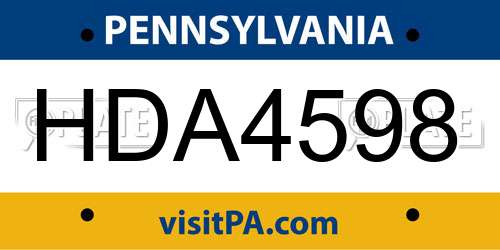 HDA4598 Pennsylvania License Plate