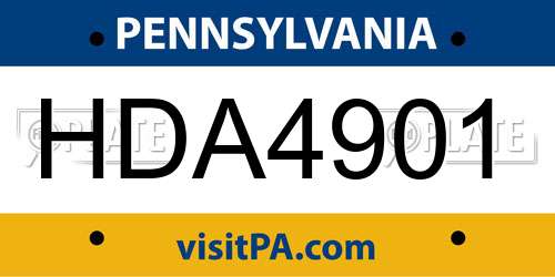 HDA4901 Pennsylvania License Plate
