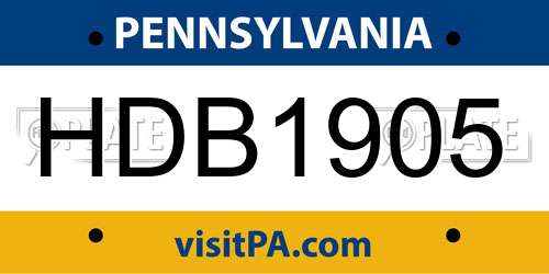 HDB1905 Pennsylvania License Plate