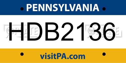 HDB2136 Pennsylvania License Plate