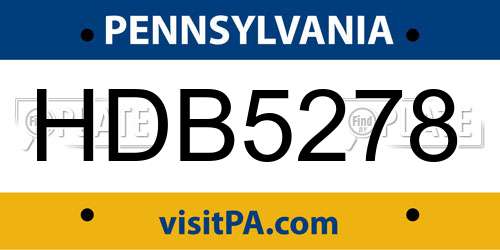 HDB5278 Pennsylvania License Plate