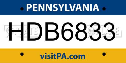 HDB6833 Pennsylvania License Plate