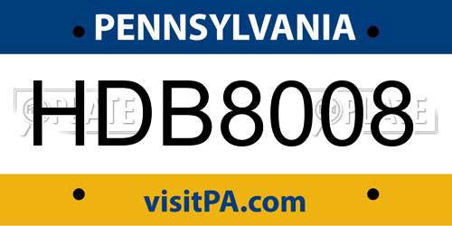 HDB8008 Pennsylvania License Plate
