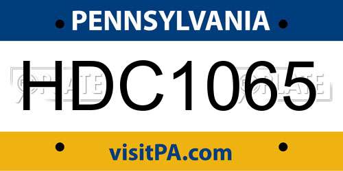 HDC1065 Pennsylvania License Plate