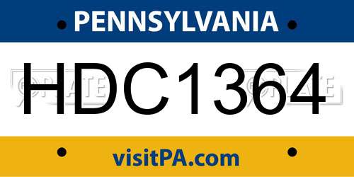 HDC1364 Pennsylvania License Plate