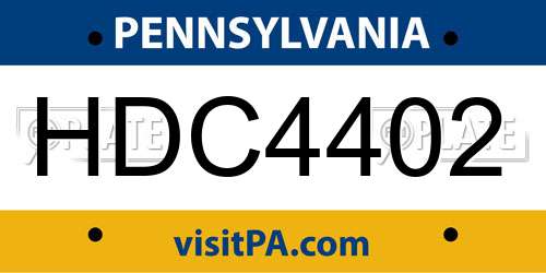 HDC4402 Pennsylvania License Plate