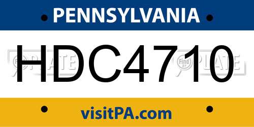 HDC4710 Pennsylvania License Plate