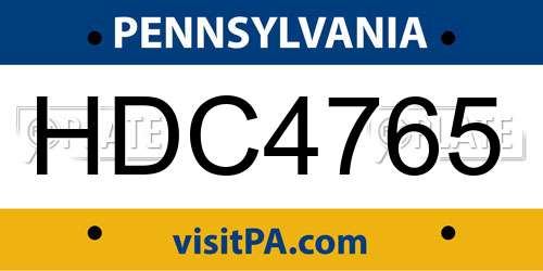 HDC4765 Pennsylvania License Plate