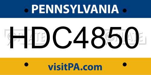 HDC4850 Pennsylvania License Plate