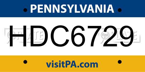 HDC6729 Pennsylvania License Plate
