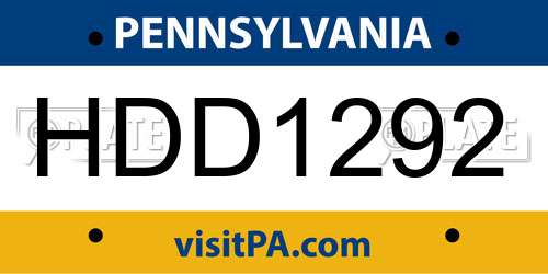 HDD1292 Pennsylvania License Plate