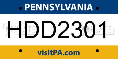 HDD2301 Pennsylvania License Plate