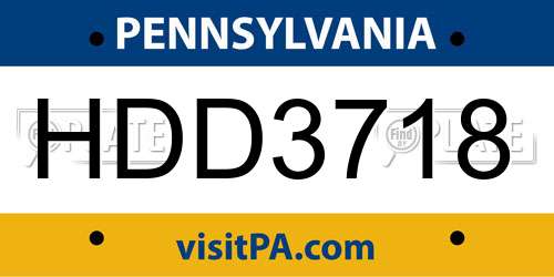 HDD3718 Pennsylvania License Plate