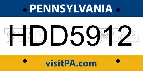 HDD5912 Pennsylvania License Plate