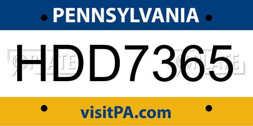 HDD7365 Pennsylvania License Plate