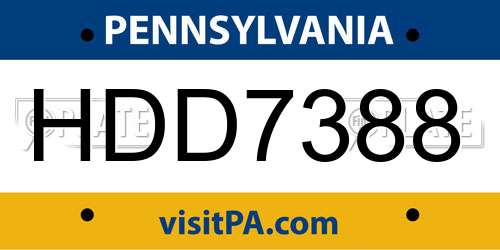 HDD7388 Pennsylvania License Plate
