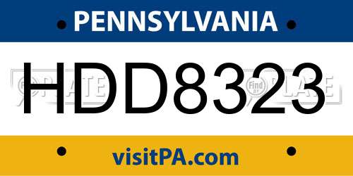 HDD8323 Pennsylvania License Plate