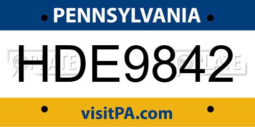 HDE9842 Pennsylvania License Plate