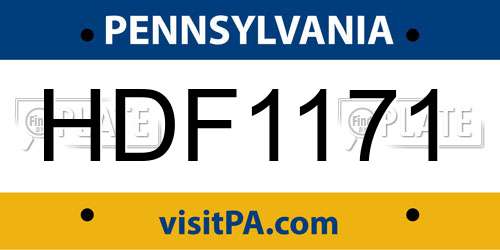 HDF1171 Pennsylvania License Plate