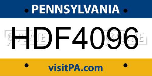 HDF4096 Pennsylvania License Plate