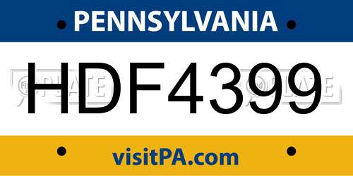HDF4399 Pennsylvania License Plate