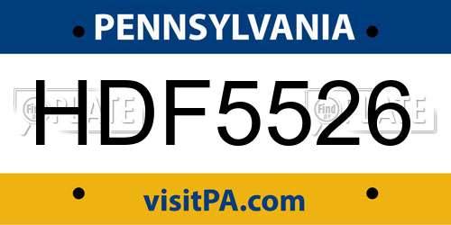 HDF5526 Pennsylvania License Plate