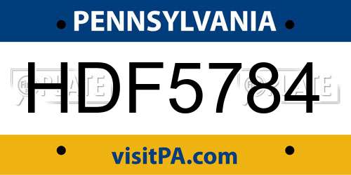 HDF5784 Pennsylvania License Plate