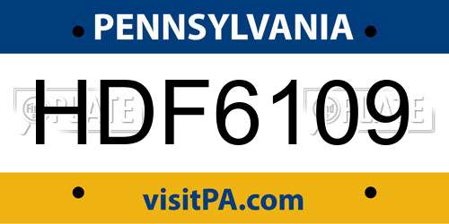 HDF6109 Pennsylvania License Plate