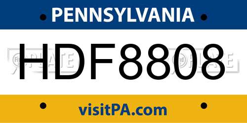 HDF8808 Pennsylvania License Plate