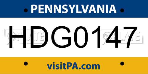 HDG0147 Pennsylvania License Plate