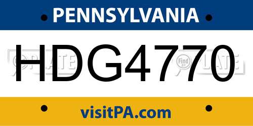 HDG4770 Pennsylvania License Plate