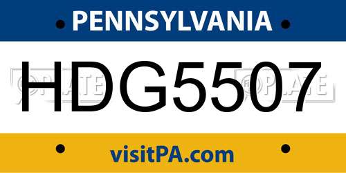 HDG5507 Pennsylvania License Plate