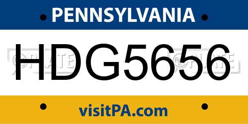 HDG5656 Pennsylvania License Plate
