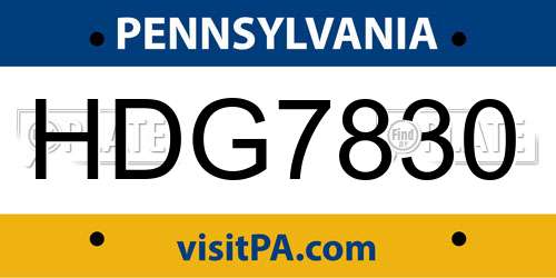 HDG7830 Pennsylvania License Plate