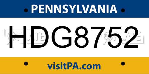 HDG8752 Pennsylvania License Plate