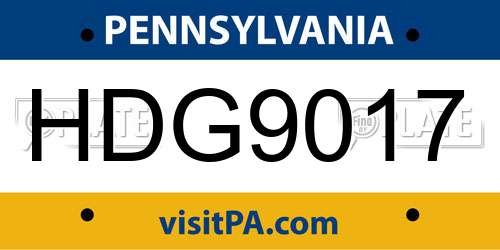 HDG9017 Pennsylvania License Plate