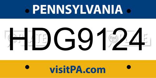 HDG9124 Pennsylvania License Plate