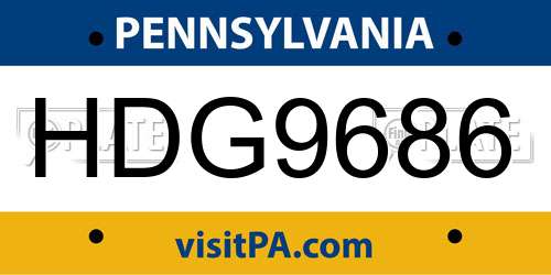 HDG9686 Pennsylvania License Plate