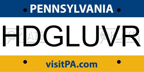 HDGLUVR Pennsylvania License Plate